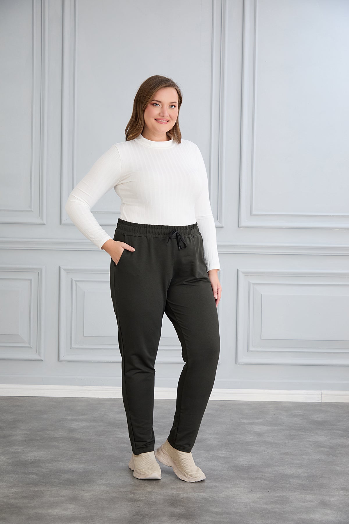 Αθλητικο παντελονι φορμα Daily σε μεγάλα μεγέθη - Χακί