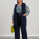 Κομψό γυναικείο γιλέκο σε μεγάλα μεγέθη - Σκούρο μπλε