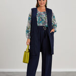 Κομψό γυναικείο γιλέκο σε μεγάλα μεγέθη - Σκούρο μπλε