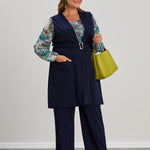 Κομψό γυναικείο γιλέκο σε μεγάλα μεγέθη - Σκούρο μπλε