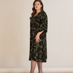 Φόρεμα σε γραμμή Α από σατινέ βισκόζη σε Πράσινο/Μαύρο χρώμα σε μεγάλα μεγέθη