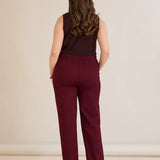 Παντελόνι με ελαστική μέση και ίσια γραμμή - ΄Μπορντώ