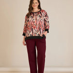 Παντελόνι με ελαστική μέση και ίσια γραμμή σε χρώμα Μπορντώ σε μεγάλα μεγέθη