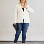 Κομψό και μοντέρνο σακάκι με φόδρα  και ένα κουμπί σε μεγάλα μεγέθη- Άσπρο