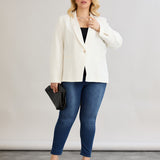 Κομψό και μοντέρνο σακάκι με φόδρα  και ένα κουμπί σε μεγάλα μεγέθη- Άσπρο