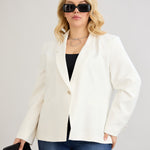 Κομψό και μοντέρνο σακάκι με φόδρα  και ένα κουμπί σε μεγάλα μεγέθη- Άσπρο