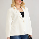 Κομψό και μοντέρνο σακάκι με φόδρα  και ένα κουμπί σε μεγάλα μεγέθη- Άσπρο