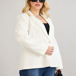 Κομψό και μοντέρνο σακάκι με φόδρα  και ένα κουμπί σε μεγάλα μεγέθη- Άσπρο