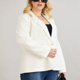 Κομψό και μοντέρνο σακάκι με φόδρα  και ένα κουμπί σε μεγάλα μεγέθη- Άσπρο