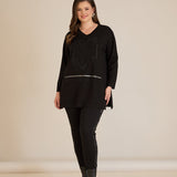 Τουνίκ από βισκόζη με στρασάκια Bloom σε μαύρο χρώμα σε μέγαλα μεγέθη