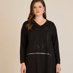 Τουνίκ από βισκόζη με στρασάκια Bloom σε μαύρο χρώμα σε μέγαλα μεγέθη