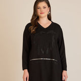 Τουνίκ από βισκόζη με στρασάκια Bloom σε μαύρο χρώμα σε μέγαλα μεγέθη