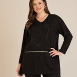 Τουνίκ από βισκόζη με στρασάκια Bloom σε μαύρο χρώμα σε μέγαλα μεγέθη