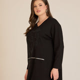 Τουνίκ από βισκόζη με στρασάκια Bloom σε μαύρο χρώμα σε μέγαλα μεγέθη