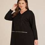 Τουνίκ από βισκόζη με στρασάκια Bloom σε μαύρο χρώμα σε μέγαλα μεγέθη