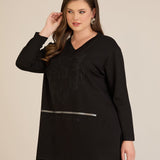 Τουνίκ από βισκόζη με στρασάκια Bloom σε μαύρο χρώμα σε μέγαλα μεγέθη