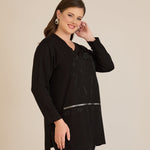 Τουνίκ από βισκόζη με στρασάκια Bloom σε μαύρο χρώμα σε μέγαλα μεγέθη