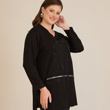 Τουνίκ από βισκόζη με στρασάκια Bloom σε μαύρο χρώμα σε μέγαλα μεγέθη