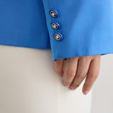 Κομψό και μοντέρνο σακάκι με φόδρα και ένα κουμπί - Γαλάζιο