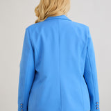 Κομψό και μοντέρνο σακάκι με φόδρα και ένα κουμπί - Γαλάζιο