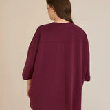 Γυναικεία μπλούζα Oversize με χαμηλή ραφή του ώμου σε μπορντό χρώμα σε μεγάλα μεγέθη