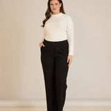 Παντελόνι με ελαστική μέση και ίσια γραμμή σε χρώμα Μαύρο σε μεγάλα μεγέθη