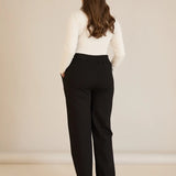 Παντελόνι με ελαστική μέση και ίσια γραμμή σε χρώμα Μαύρο σε μεγάλα μεγέθη