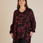 Τουνίκ από σατινέ βισκόζη με ασύμμετρη πλάτη σε Κόκκινο χρώμα σε μεγάλα μεγέθη