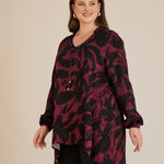 Τουνίκ από σατινέ βισκόζη με ασύμμετρη πλάτη σε Κόκκινο χρώμα σε μεγάλα μεγέθη