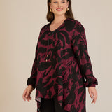 Τουνίκ από σατινέ βισκόζη με ασύμμετρη πλάτη σε Κόκκινο χρώμα σε μεγάλα μεγέθη