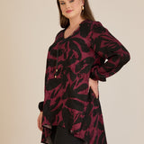 Τουνίκ από σατινέ βισκόζη με ασύμμετρη πλάτη σε Κόκκινο χρώμα σε μεγάλα μεγέθη