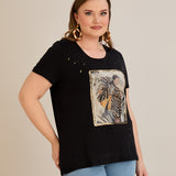 Μπλούζα βισκόζης με εκτύπωση 1 - Lady 10881