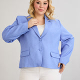 Μοντέρνο κοντό σακάκι από λινό/βαμβάκι - Μπλε