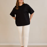 Βαμβακερή μπλούζα oversize - Μαύρο