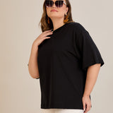 Βαμβακερή μπλούζα oversize - Μαύρο
