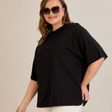 Βαμβακερή μπλούζα oversize - Μαύρο
