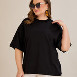 Βαμβακερή μπλούζα oversize - Μαύρο