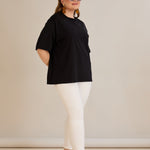 Βαμβακερή μπλούζα oversize 10355 σε μαύρο χρώμα σε μεγάλα μεγέθη