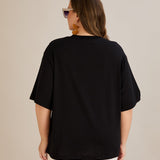 Βαμβακερή μπλούζα oversize - Μαύρο