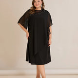 Αμπιγιέ φόρεμα από μουσελίνα και παγιέτες - Μαύρο