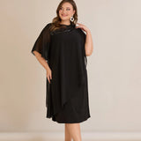 Αμπιγιέ φόρεμα από μουσελίνα και παγιέτες - Μαύρο