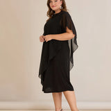 Αμπιγιέ φόρεμα από μουσελίνα και παγιέτες - Μαύρο