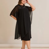 Αμπιγιέ φόρεμα από μουσελίνα και παγιέτες - Μαύρο