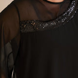 Αμπιγιέ φόρεμα από μουσελίνα και παγιέτες - Μαύρο