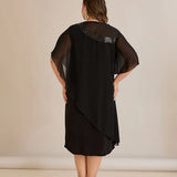 Αμπιγιέ φόρεμα από μουσελίνα και παγιέτες - Μαύρο