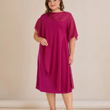 Αμπιγιέ φόρεμα από μουσελίνα και παγιέτες - Φούξια