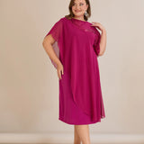 Αμπιγιέ φόρεμα από μουσελίνα και παγιέτες - Φούξια