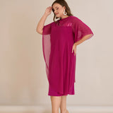 Αμπιγιέ φόρεμα από μουσελίνα και παγιέτες - Φούξια