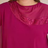 Αμπιγιέ φόρεμα από μουσελίνα και παγιέτες - Φούξια