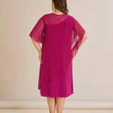 Αμπιγιέ φόρεμα από μουσελίνα και παγιέτες - Φούξια